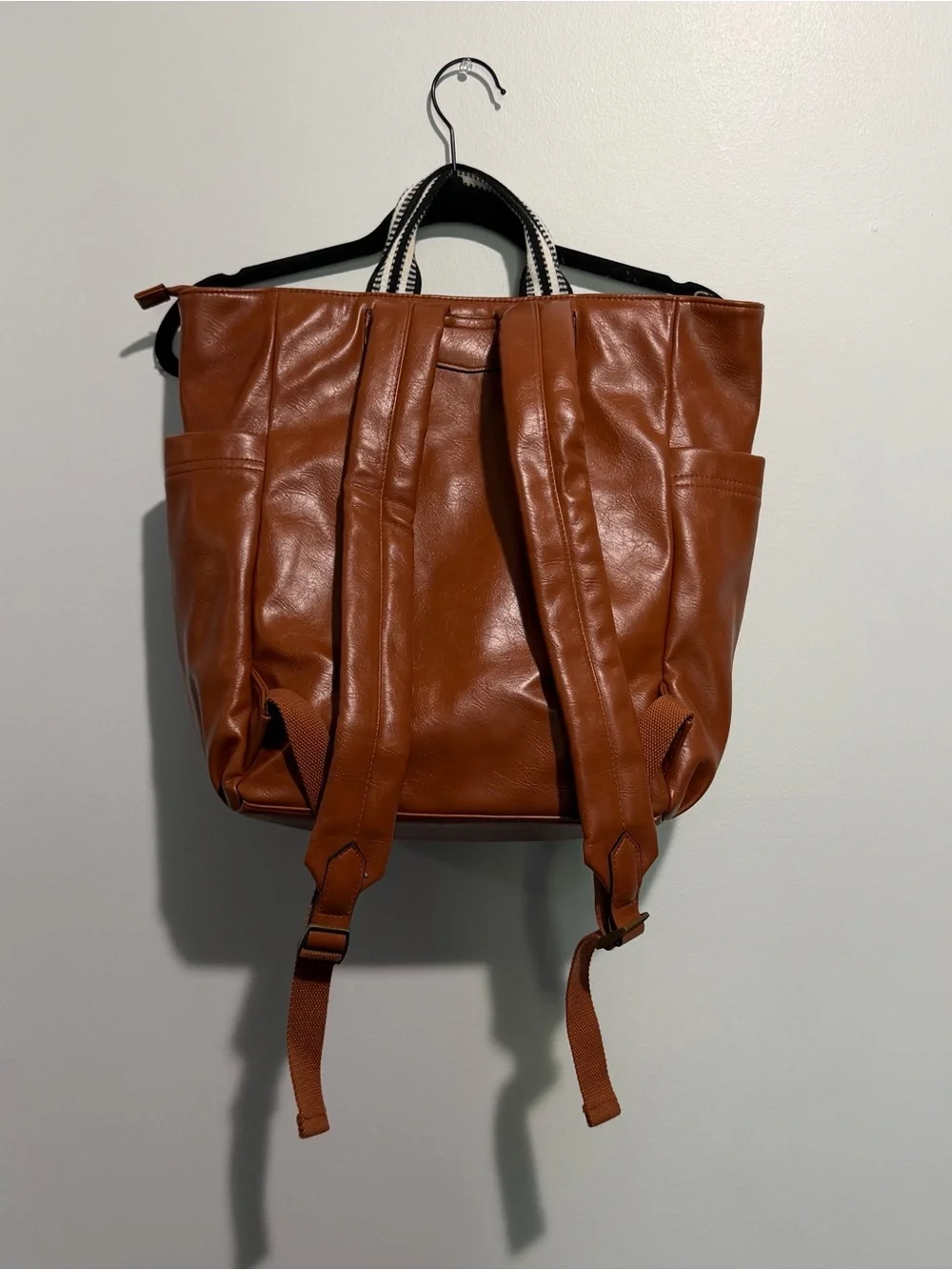 Universal Thread Cognac Brown Faux Leather Convertible Backpack Tote Purse